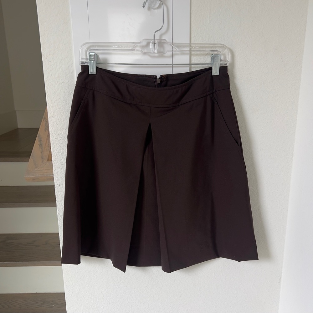 DKNY Pleated Mini Skirt in Brown